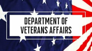 A United States Patriotic Graphic of a Red White and Blue Flag with the Words Department of Veterans Affairs over the top