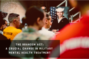 56th Fighter Wing personnel listen to a resiliency Airmen-to-Airmen event about the life and death of U.S. Navy Petty Officer 3rd Class Brandon Caserta, whose photo is focused in the background